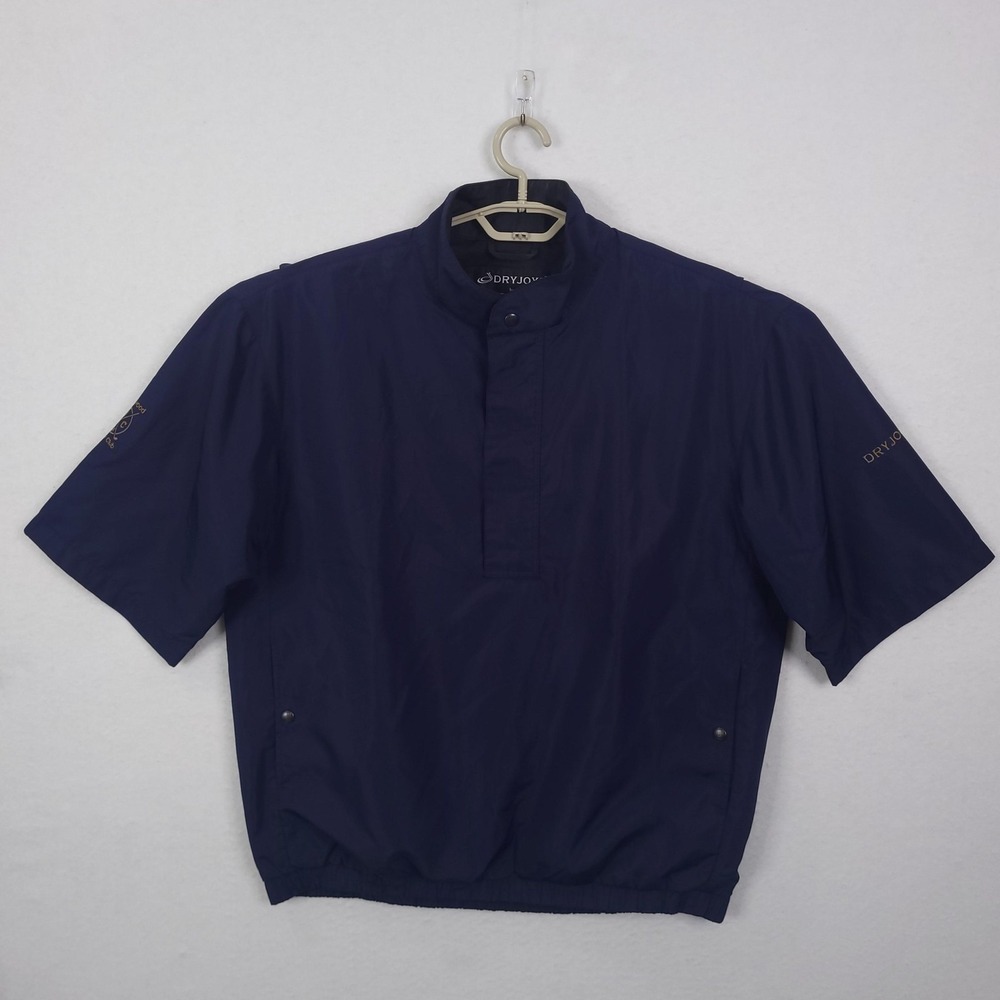 FootJoy DryJoys Mens Navy Blue Short Sleeve Golf Windshirt Pullover 10204 Medium